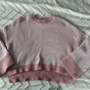 Pink Striped Women's Sweater, size medium